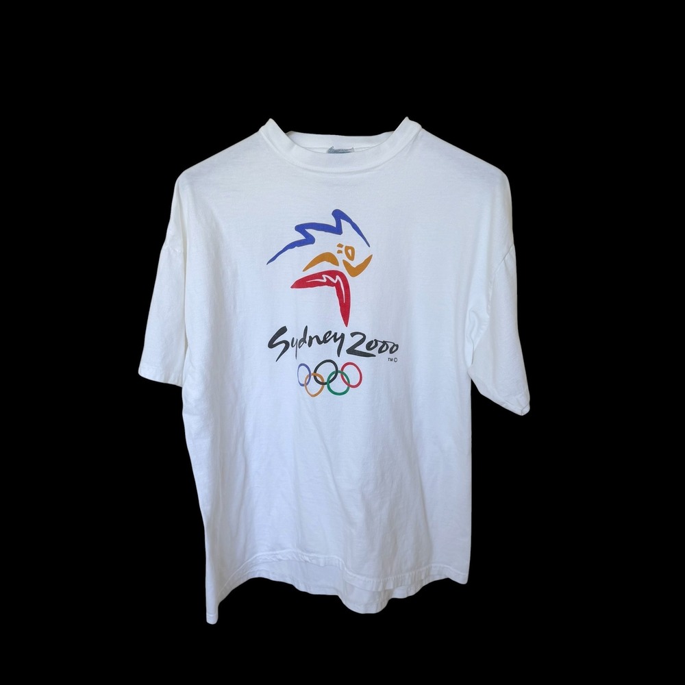 Hanes Beefy-T Sydney 2000 Olympics Graphic‎ T-Shirt Mens XL White Cotton Tee